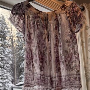 Free People Purple Floral Blouse